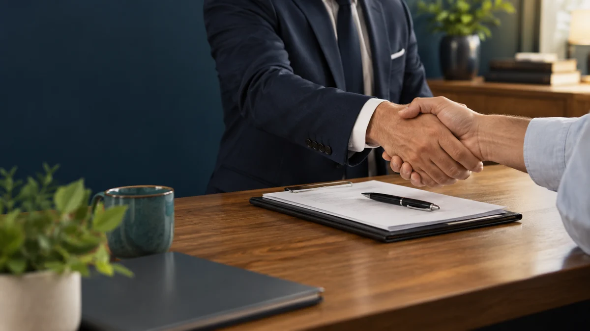 A handshake during an insurance consultation